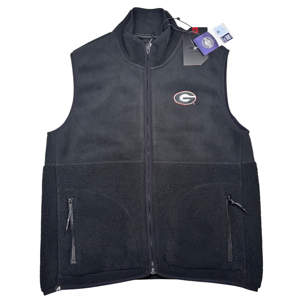 Antigua Black Georgia Bulldogs Vest Womens‎ Medium Nostalgic Full Zip NWT